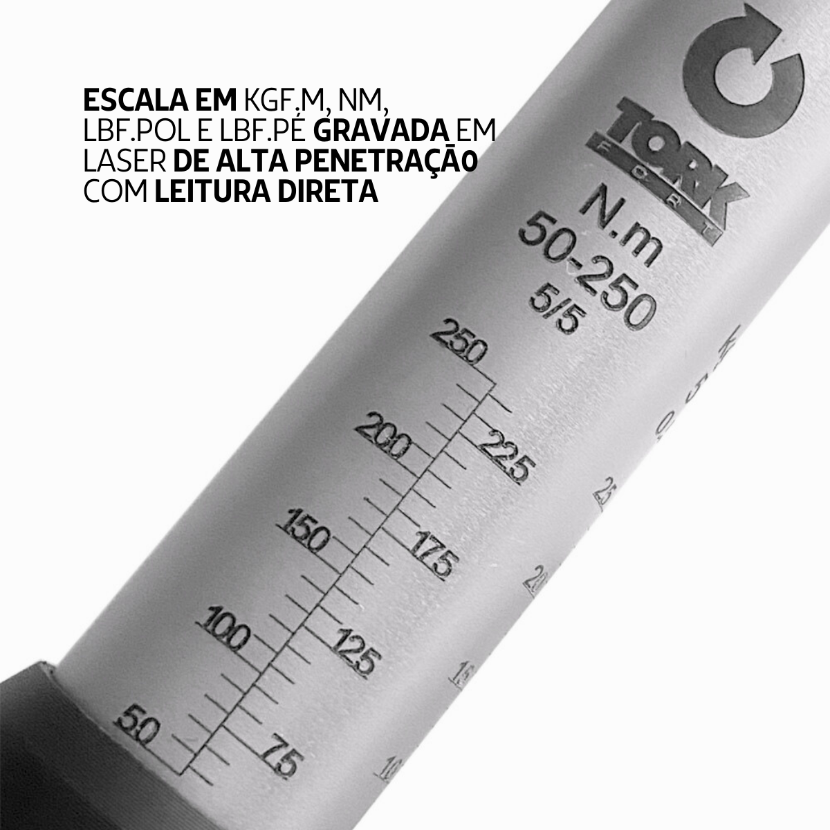 TEC25012 Torquímetro Estalo 50 a 250 N.m Cabeça Fixa 1/2"