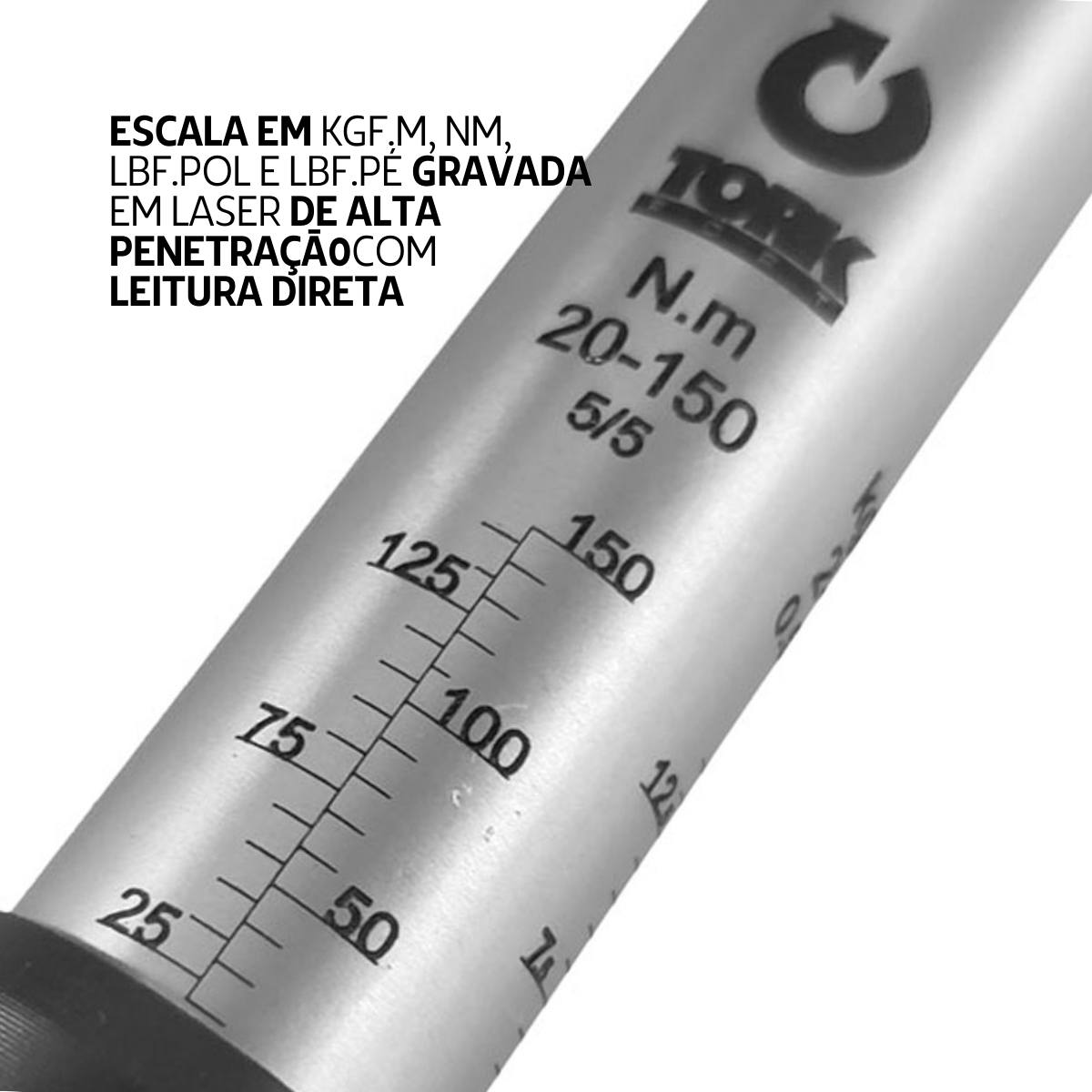 TEC15012 Torquímetro Estalo 20 a 150 N.m Cabeça Fixa 1/2"